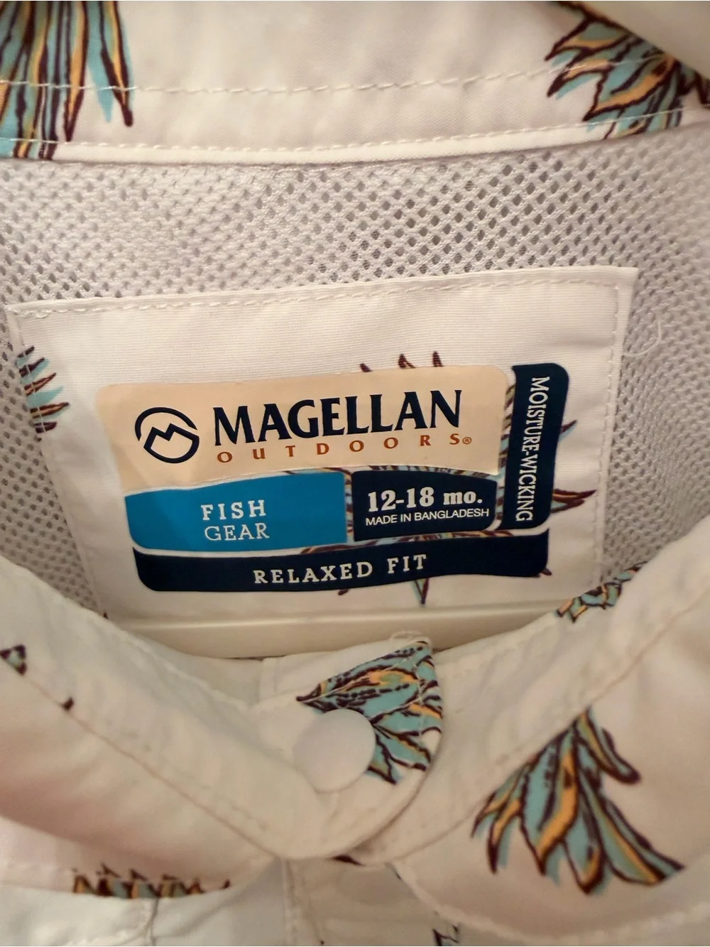 Magellan Outdoors Short Sleeve Fishing Onesie Agave Print 12-18mo Baby Boy